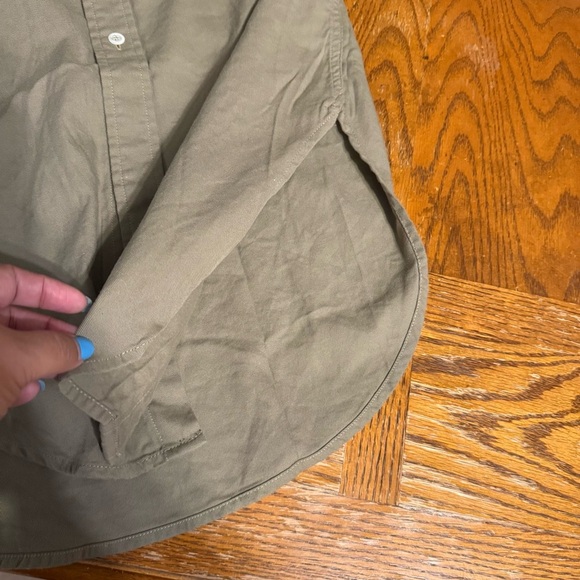 Buck Mason Midi Twill Shirt Dress in Olive Green Sz XS Long Sleeve Relaxed Fit - Picture 13 of 15
